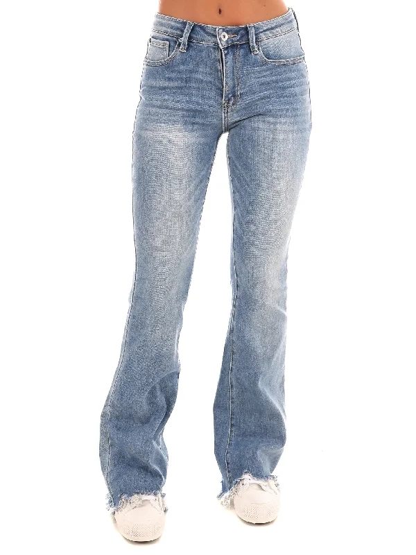 Premium straight jeans with designer brand appeal -Mid Rise Bootcut Jeans