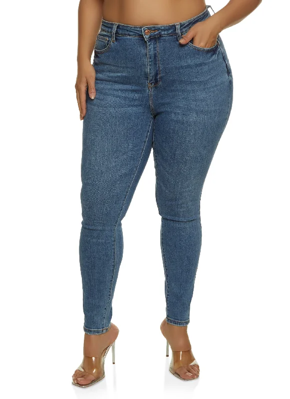 Wrap Skirt Jeans for Versatile -Plus Size WAX Whiskered High Waisted Jeans