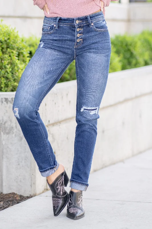 Club Jeans for Social -Eternity Mid Rise Cuffed Skinny Straight Leg