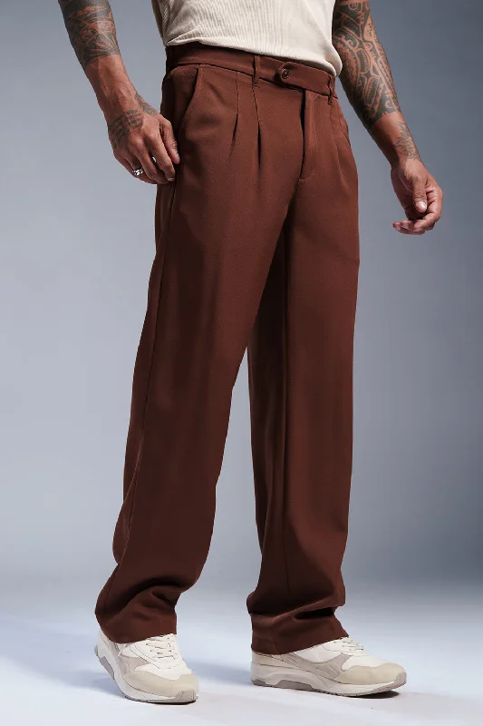 Soft cotton pants for sensitive skin comfort -Regal Brown Men's Stylised Korean Pants