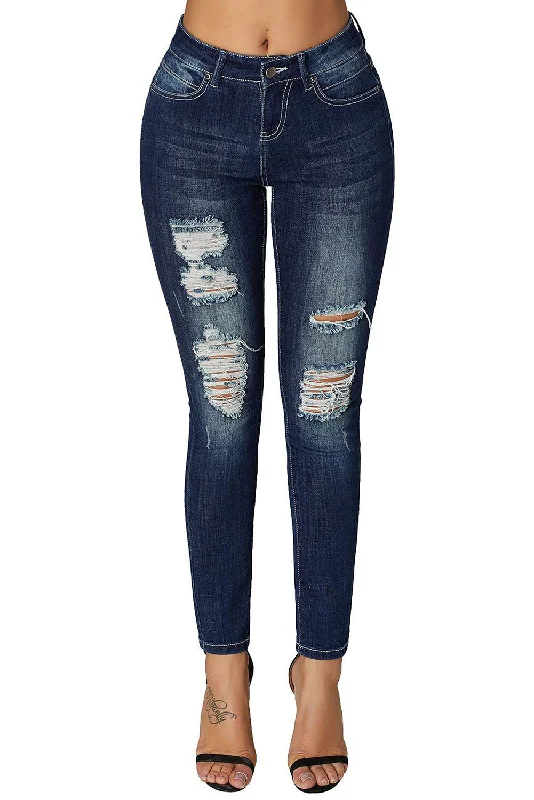 Dance Jeans for Movement -Mid Rise Ripped Ankle Skinny Jeans