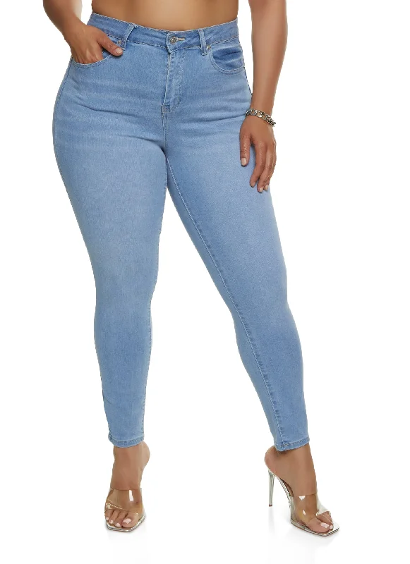 Christmas Jeans for Seasonal -Plus Size WAX Basic High Rise Skinny Jeans