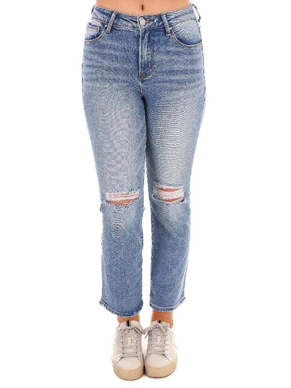 Stylish straight jeans for urban city looks -In My Feelings Slim Straight Ankle Jeans