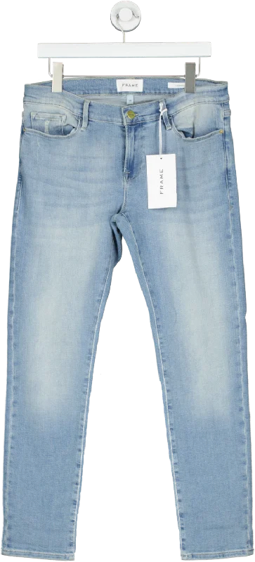 Affordable black straight jeans for wardrobe basics -FRAME Blue Le Garcon Cropped Mid-rise Boyfriend Jeans Bnwt W27