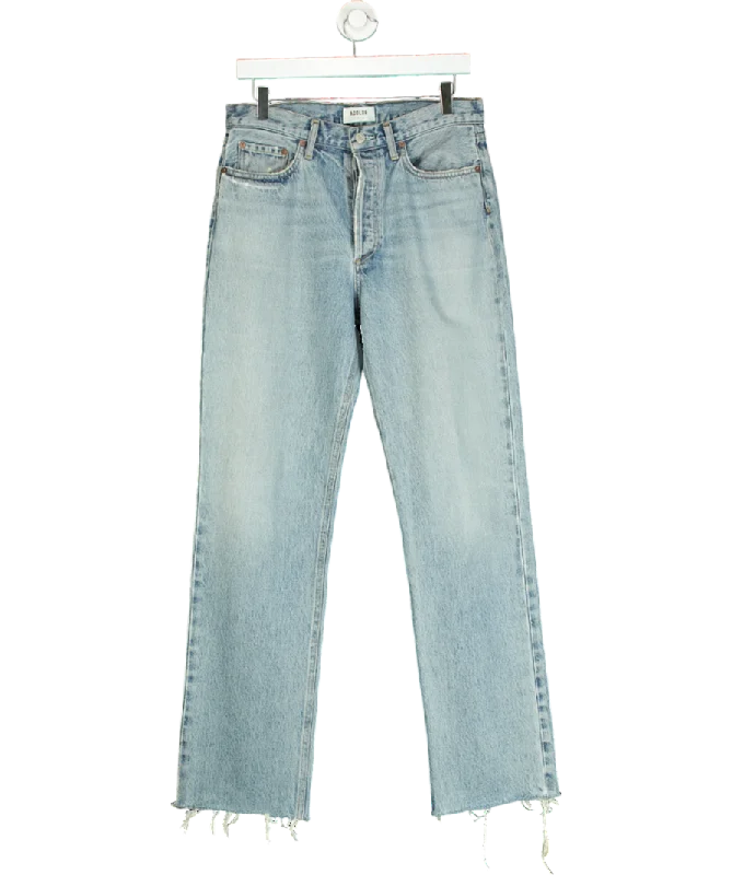 Classic blue straight jeans for everyday casual wear -AGOLDE Blue Distressed Hem Jeans W27