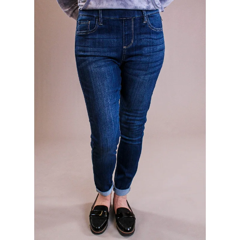 Eco-friendly straight jeans with sustainable dye process -Cello Mid Rise Pull On Skinny Jean