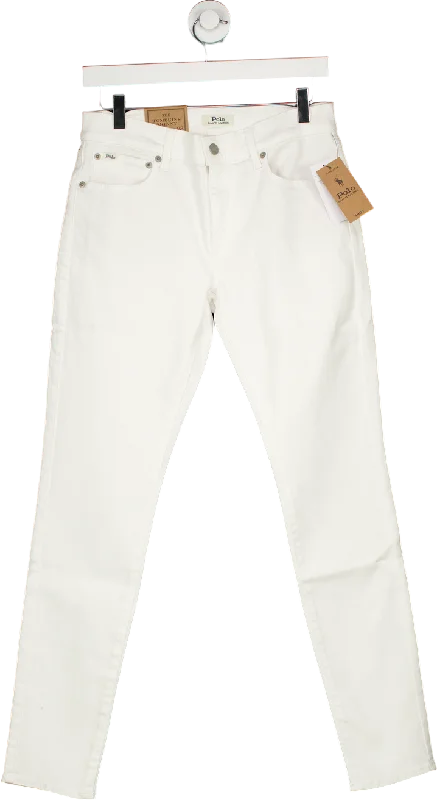 Affordable black straight jeans for wardrobe basics -Polo Ralph Lauren White Tompkins Skinny Jeans W28