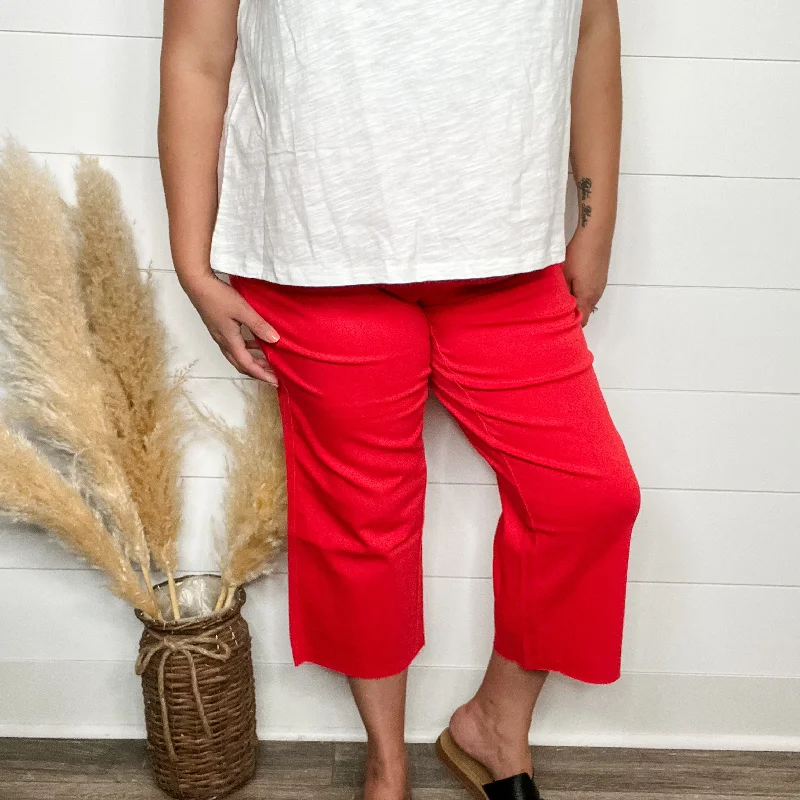 Designer straight jeans for upscale denim lovers -Judy Blue "Seeing Red" Tummy Control Wide Leg Crops