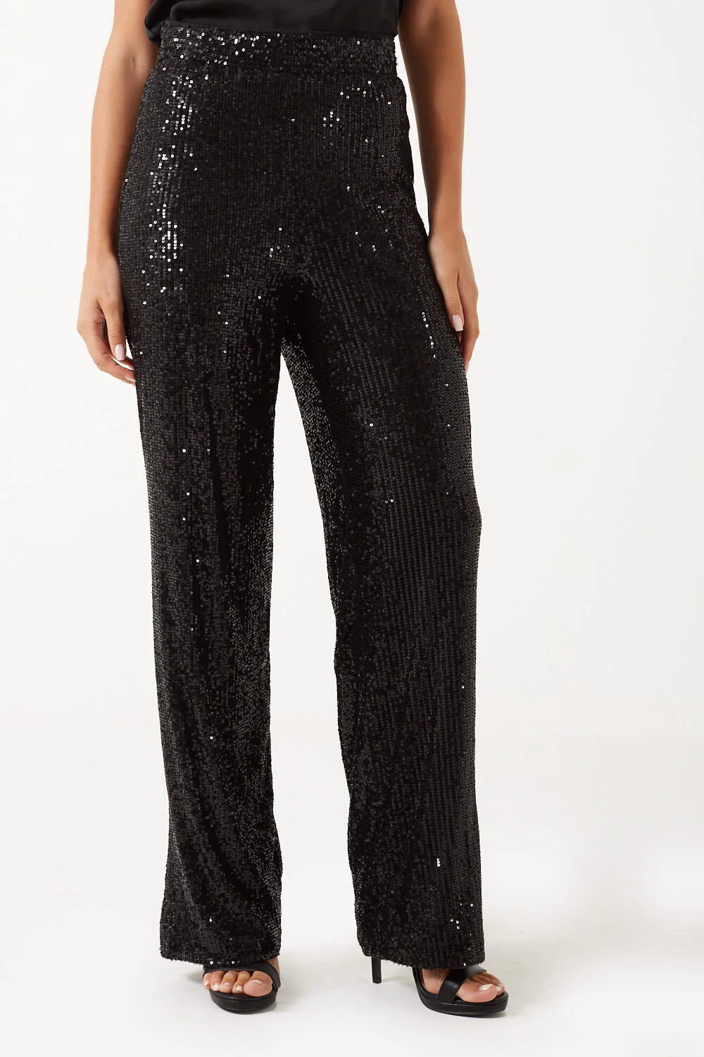 Soft velvet pants for cozy holiday outfits -BELLE SEQUIN TROUSERS (BLACK)