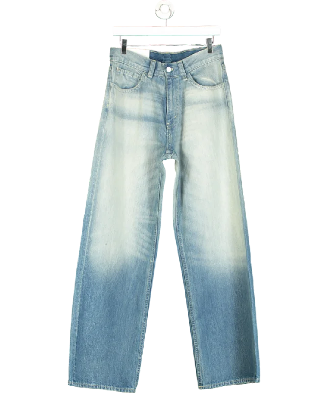 High-quality straight jeans with double-stitched seams -Cheap Monday Blue Wide Leg Faded Jeans W31