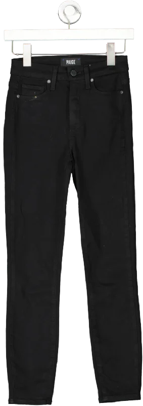 Pre-washed straight jeans for instant soft texture -PAIGE Black Margot Ultra Skinny High Waisted Jeans UK XS