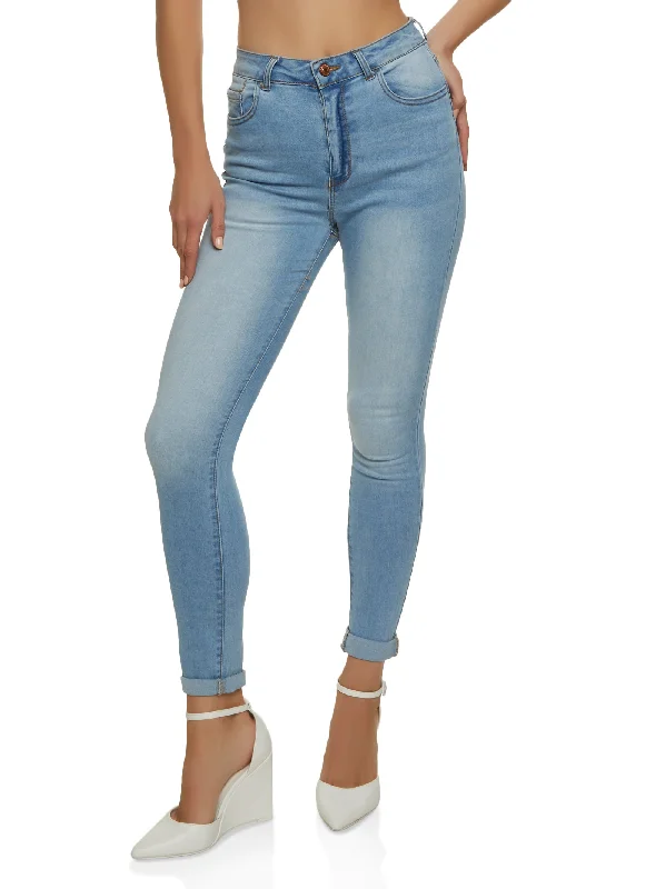 Affordable Jeans for Budget -WAX Whiskered Rolled Cuff Skinny Jeans