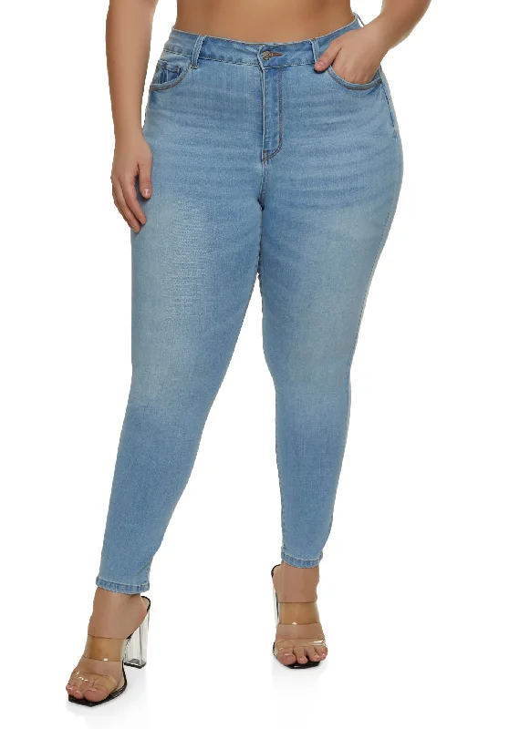 Skinny Jeans for Slim Fit -Plus Size WAX Push Up High Rise Skinny Jeans