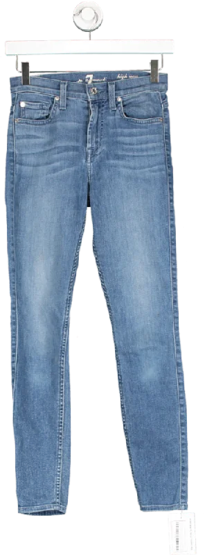 Casual straight jeans for effortless errand runs -7 For All Mankind Blue High Waisted Skinny Jeans W23