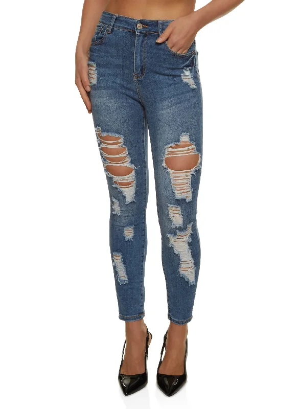 Weekend Jeans for Lazy -WAX High Rise Distressed Skinny Jeans