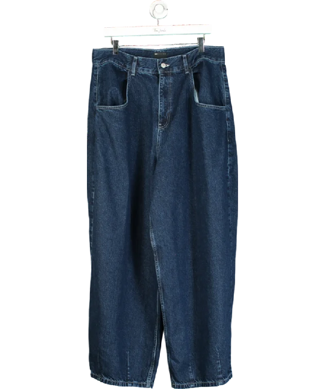 Black faded straight jeans for sleek style -ASOS Blue Extreme Wide-leg Jeans W36