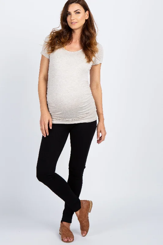 Mother's Day Jeans for Gift -PinkBlush Black Solid Basic Maternity Jeggings