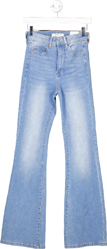 Organic straight jeans for green lifestyle choices -Forever New Light Blue High-Rise Skinny Flare Denim Jeans UK 6