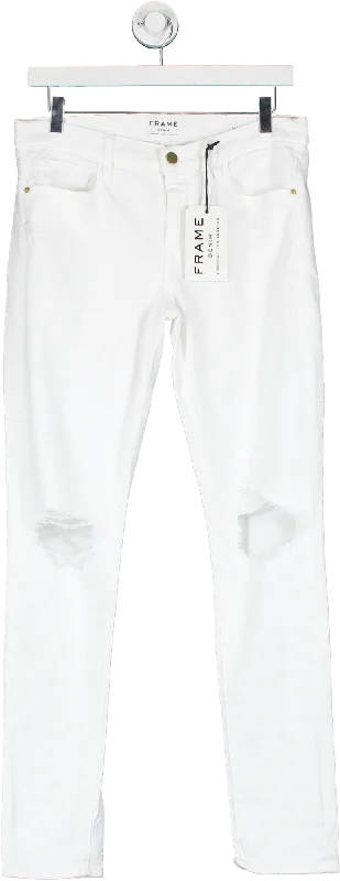 Premium straight jeans with designer brand appeal -FRAME Denim Le Garcon White Boyfriend Jeans BNWT W24