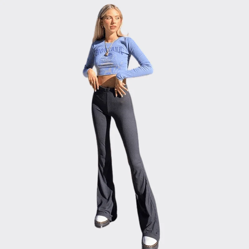 Casual twill pants for easygoing daily outfits -High Flare Leg Jeans