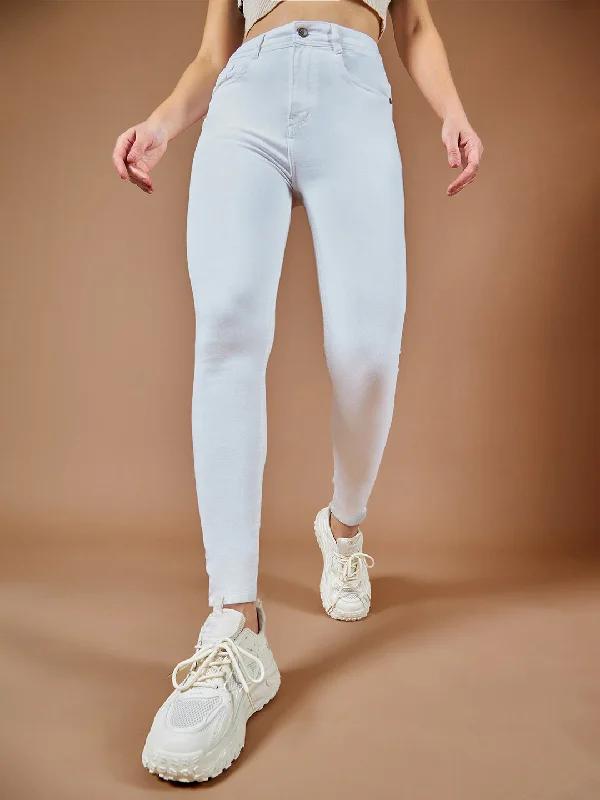 Hiking Jeans for Trail -CHASEstretch™ Women's White Skinny High Rise Bleached Denim Jeans