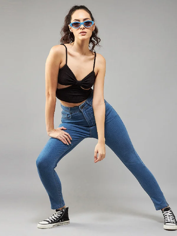 Recycled Jeans for Green -CHASEstretch™ Women's Blue Skinny Fit High Rise Cropped Denim Jeans