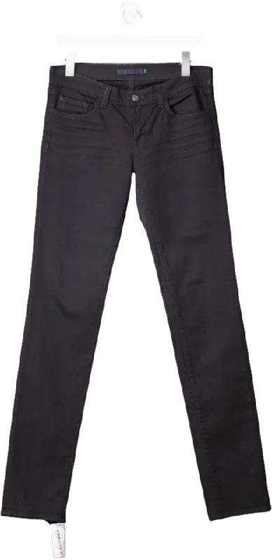 Dark wash straight jeans for sharp appearances -J Brand Black Mid Rise Jeans UK 8