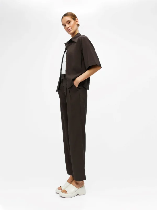 Flowy linen pants for relaxed tropical vacations -Jo High Waisted Trousers (Java)