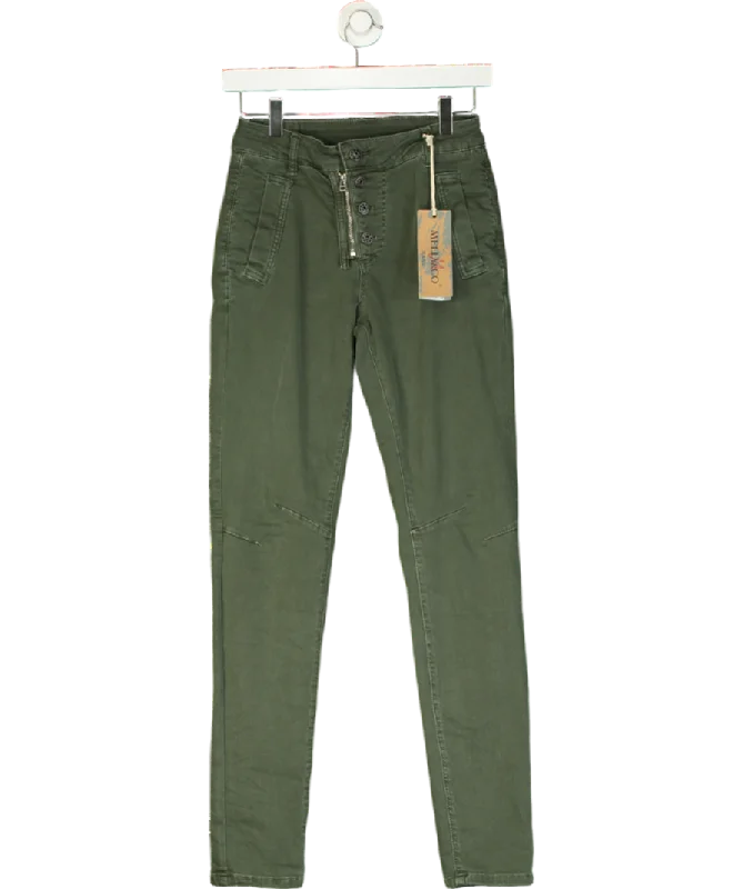 Eco-conscious straight jeans with recycled materials -Green Melly & Co Black 4 Button Hole Detail Jeans UK 10