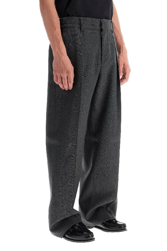 Lightweight travel pants for long flight comfort -wide woolen checked trousers