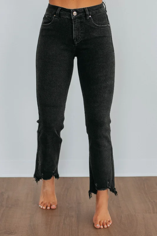 Stylish flare pants for retro party looks -Neona Risen Jeans - Vintage Black