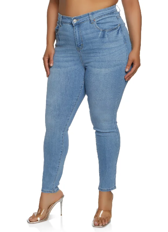 Hunting Jeans for Woods -Plus Size WAX High Waist Whiskered Skinny Jeans