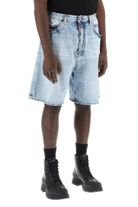 Best hiking shorts for men with water-resistant materials and rugged durability-Dsquared2 denim palm beach wash surfer bermuda shorts