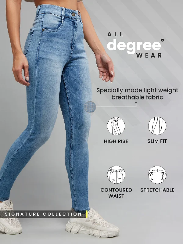 Fishing Jeans for Water -Women's Light Blue Slim Fit High Rise Denim Stretchable Jeans