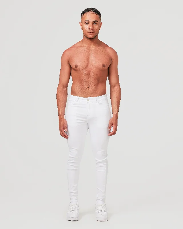 Metal Button Jeans for Classic -White Jeans