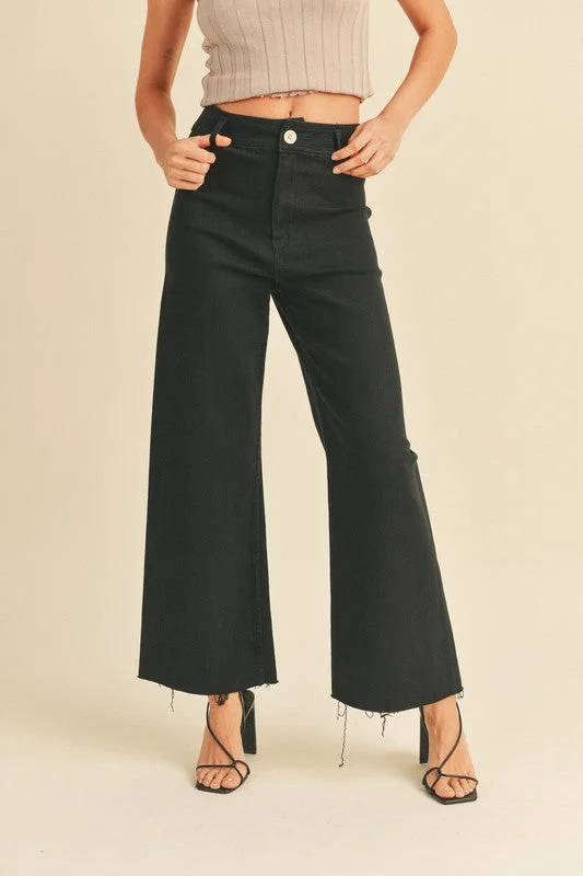 Stonewash straight jeans for classic denim texture -Miou Muse Straight Wide Leg Pants