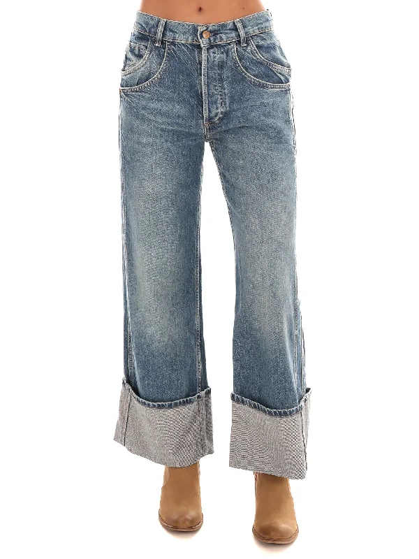 Dark denim straight jeans for evening outings -Free People Final Countdown Cuffed Mid Rise Jeans