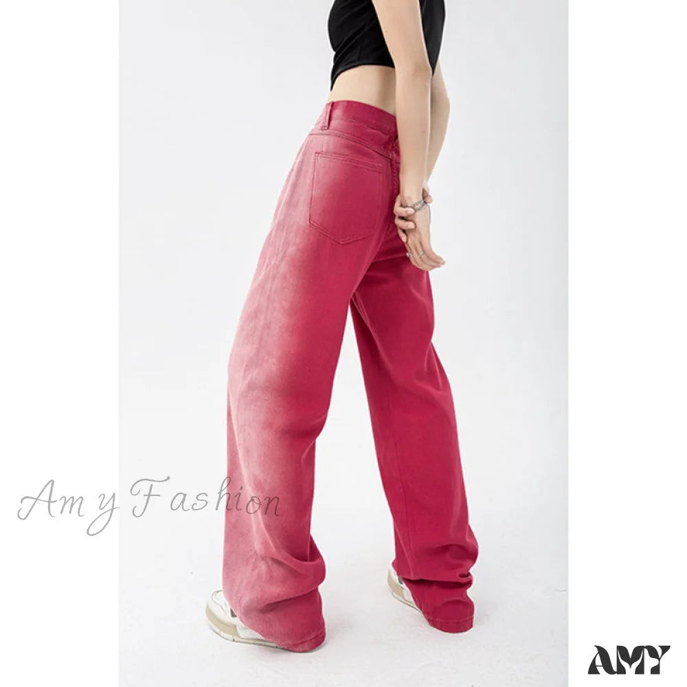 Elegant wide-leg pants for upscale dinner dates -Amy Fashion - Vintage High Waist Streetwear Fashion Jeans