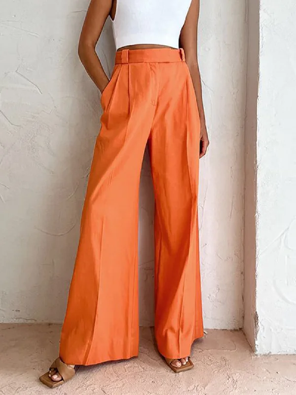 Slim-fit chinos for modern business casual -High Waist Wide Leg Loose Trousers