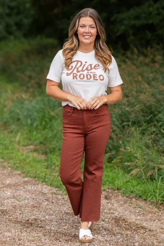 Relaxed straight jeans for oversized comfort fit -Sneak Peek Chestnut Kick Flare Jeans