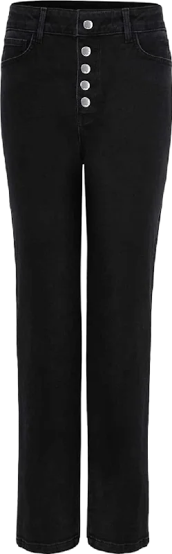 Dark denim straight jeans for evening outings -Phase Eight Black Karlie Button Through Straight Leg Jeans UK 10