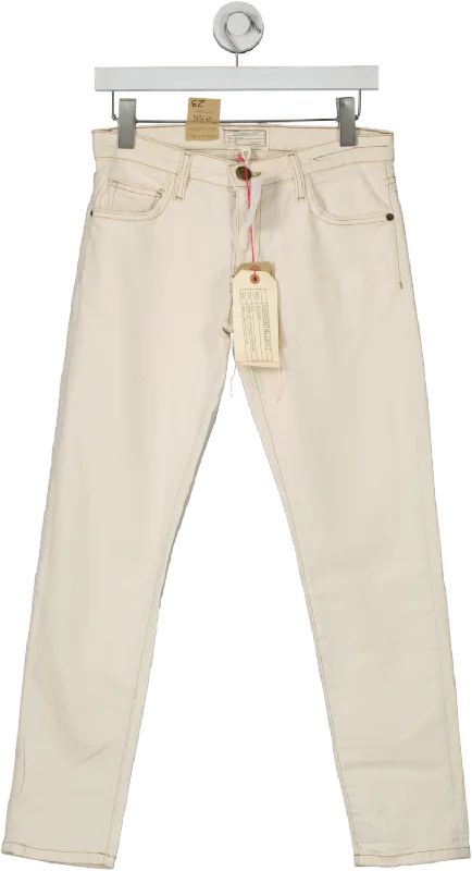 Vintage straight jeans with authentic worn look -Current/Elliott Cream The Fling Slim Boyfriend Jeans BNWT W23