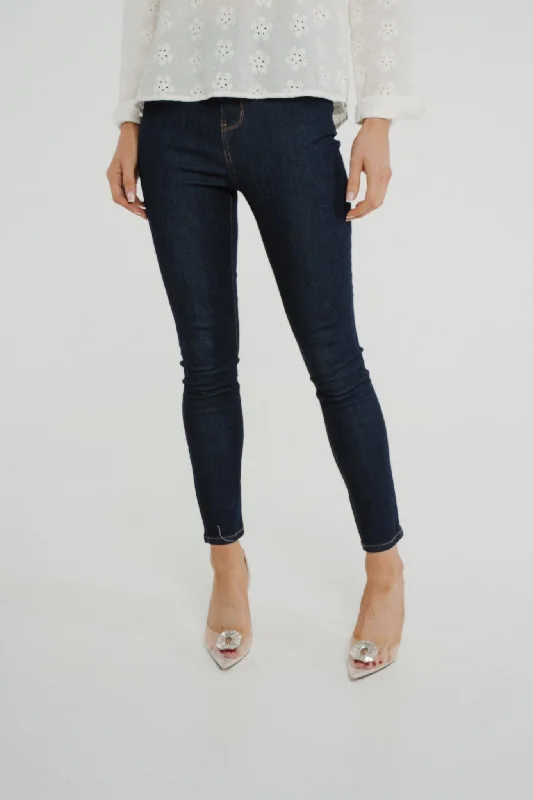 Decorated Back Pocket Jeans for Style -Cindy High Waist Skinny Jean In Dark Wash