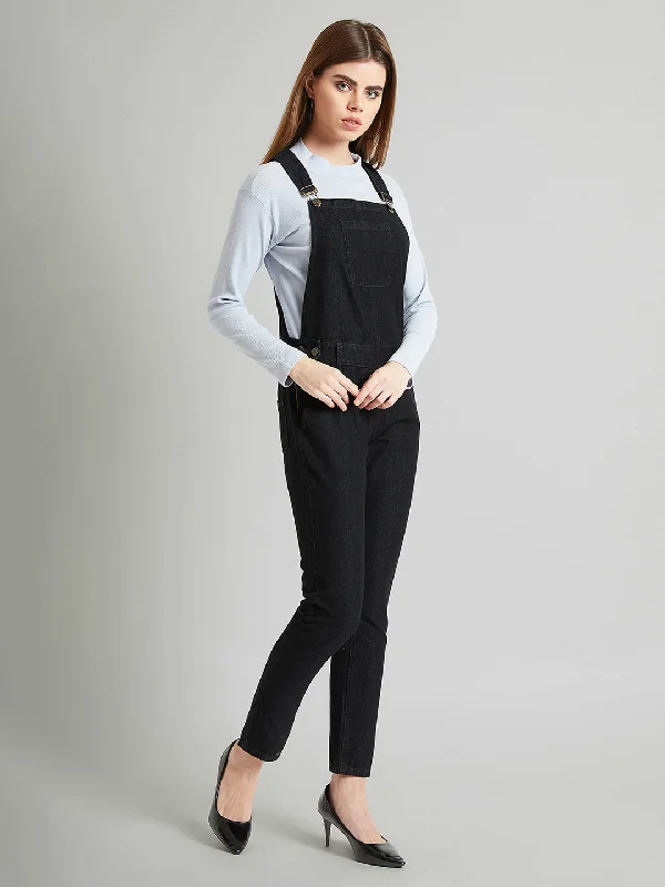 Organic Jeans for Natural -Women's Black High Rise Clean Look Regular Stretchable Skinny Denim Dungaree