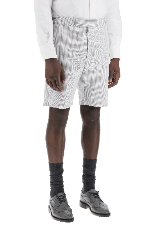 Casual chino shorts for men with a slim fit for a modern, polished look-striped cotton bermuda shorts for men