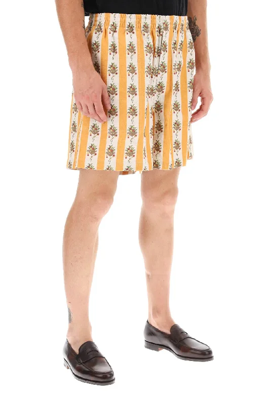 Casual shorts for men with a tailored fit and classic design for a sharp look-striped fruit bowl viscose linen shorts