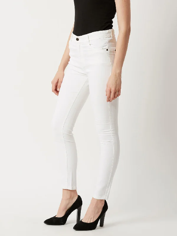 Anniversary Jeans for Special -Women's White Skinny High Rise Clean Look Bleached Regular Length Stretchable Denim Jeans