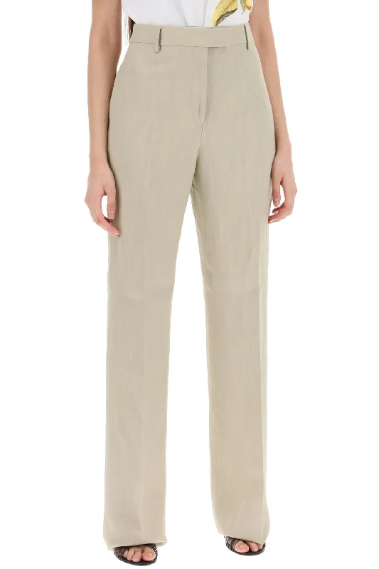 Adjustable waist pants for custom fit ease -tailored straight leg linen blend trousers