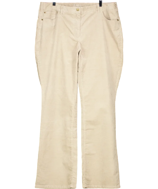 Organic straight jeans for green lifestyle choices -Boden Beige Corduroy Wide Leg Long Jeans UK 18