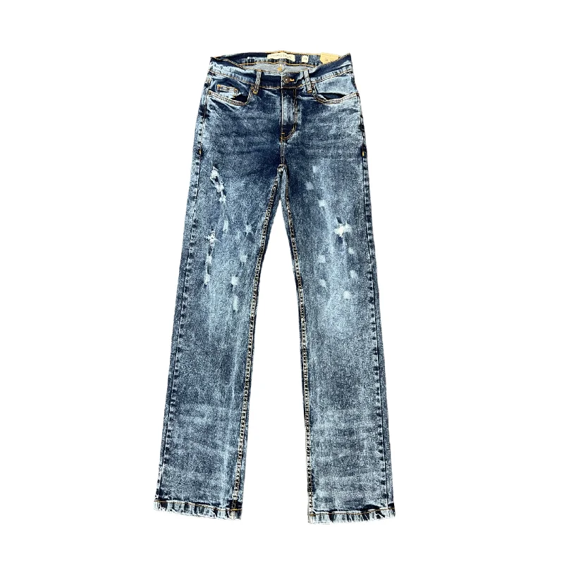 Cuffed Jeans for Stylish Touch -Evolution Ripped Straight Fit Jean (Blue)